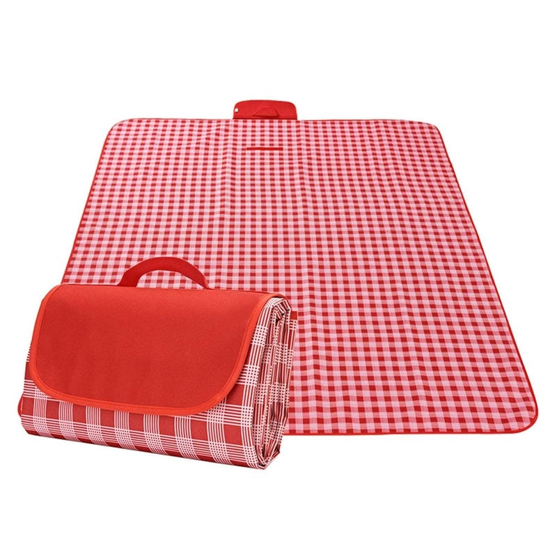 GALV New 180 x 150cm Waterproof Folding Outdoor Camping Mat Widened Picnic Mat Lattice Beach Blanket Baby Multiplayer Red