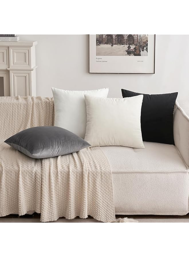 إيروريكس مجموعة أغطية وسائد مربعة مزخرفة ناعمة من المخمل، أغطية وسائد للمنزل والأريكة وغرفة النوم والسيارة 18 × 18 بوصة 45 × 45 سم 2 أسود - Image 2