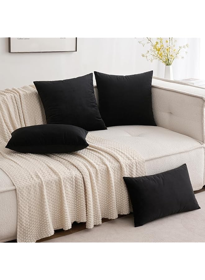 إيروريكس مجموعة أغطية وسائد مربعة مزخرفة ناعمة من المخمل، أغطية وسائد للمنزل والأريكة وغرفة النوم والسيارة 18 × 18 بوصة 45 × 45 سم 2 أسود - Image 3