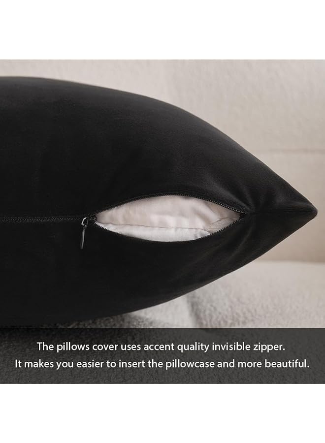 إيروريكس مجموعة أغطية وسائد مربعة مزخرفة ناعمة من المخمل، أغطية وسائد للمنزل والأريكة وغرفة النوم والسيارة 18 × 18 بوصة 45 × 45 سم 2 أسود - Image 4