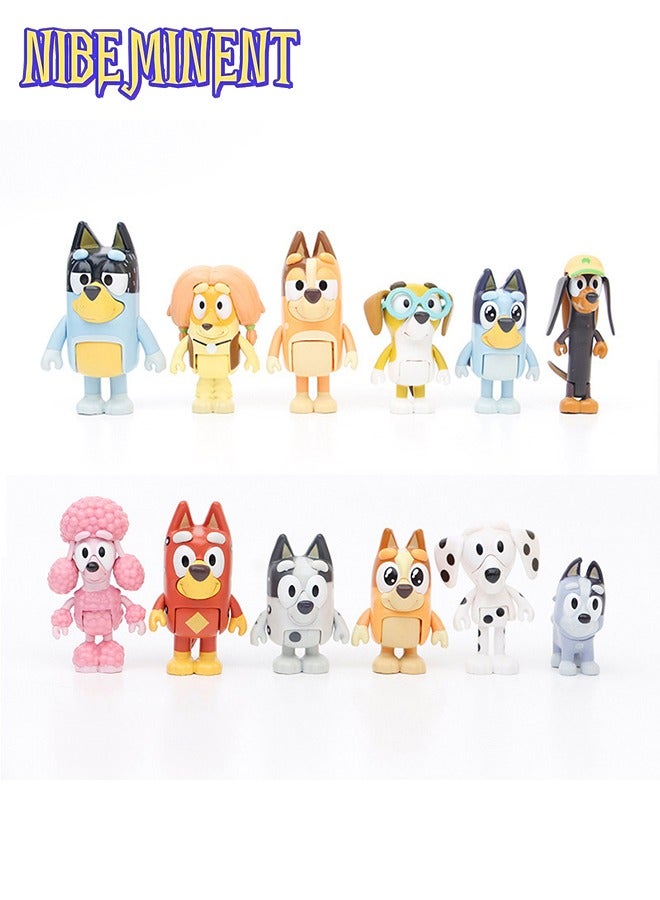 NIBEMINENT 12 PCS Wolfs-Bluey Family&Friend playset Action Figures Pack, Wolves-Bluey Action Collectible Figurines for Birthday Cake Topper or Gift - Image 1