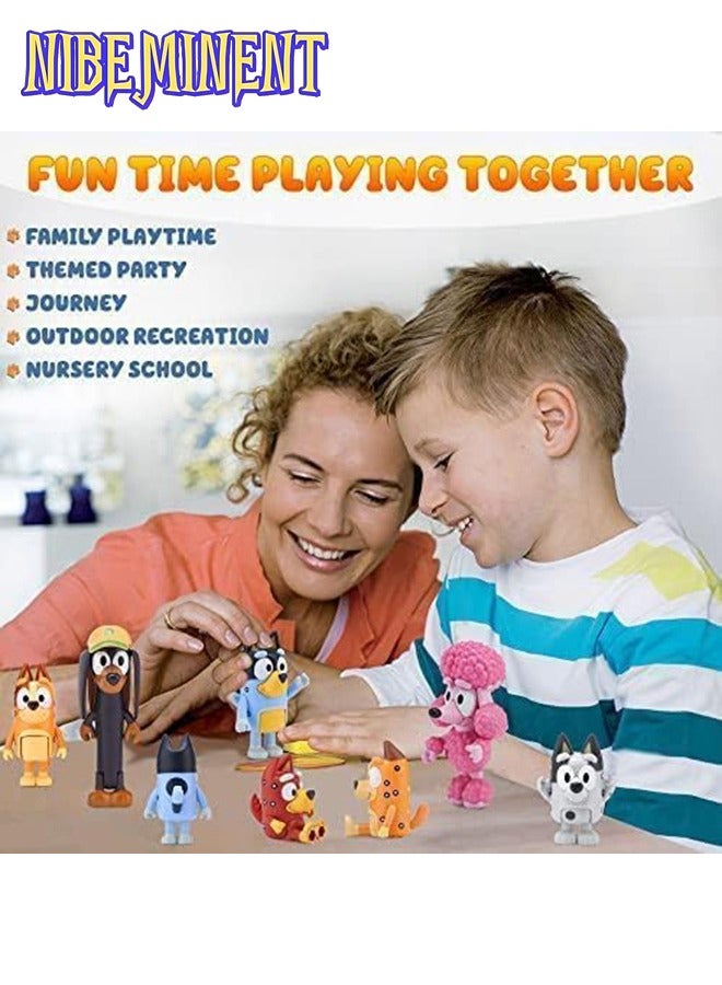 NIBEMINENT 12 PCS Wolfs-Bluey Family&Friend playset Action Figures Pack, Wolves-Bluey Action Collectible Figurines for Birthday Cake Topper or Gift - Image 2