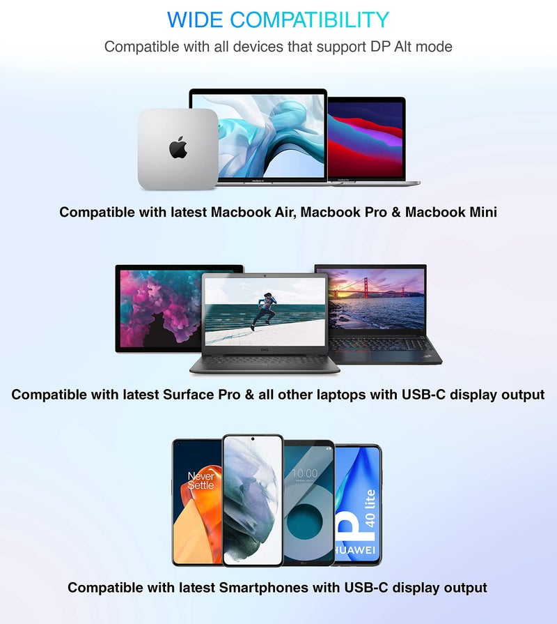 BlueRigger Premium USB C 3.1 to HDMI 4K@60Hz Adapter Cable (Thunderbolt 3 Compatible) for MacBook Pro 2017/18/19/20, MacBook Air/iPad Pro 2020, Surface Book 2, Samsung Galaxy S8/S9/S20, Note 10 and more (10 Feet / 3 Meters) - Image 3