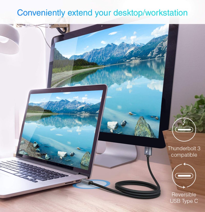 BlueRigger Premium USB C 3.1 to HDMI 4K@60Hz Adapter Cable (Thunderbolt 3 Compatible) for MacBook Pro 2017/18/19/20, MacBook Air/iPad Pro 2020, Surface Book 2, Samsung Galaxy S8/S9/S20, Note 10 and more (10 Feet / 3 Meters) - Image 2