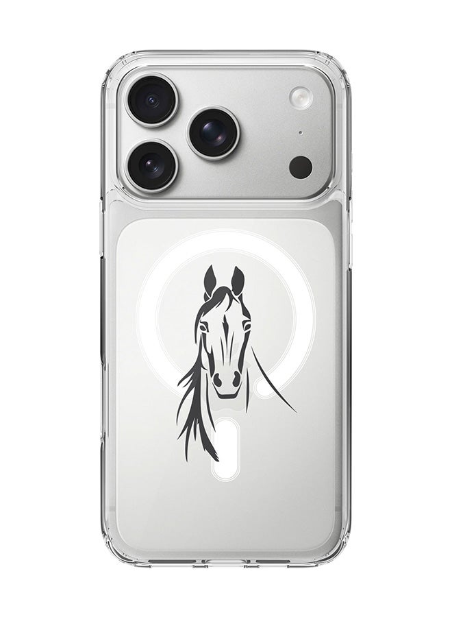 Classic Clear MagSafe Case for iPhone 17 Pro , Hybrid Soft Case Flexible Edges Anti Drop TPU PC Gel Thin Transparent Cover [ Designed for iPhone 17 Pro ] - Arabian Stallion