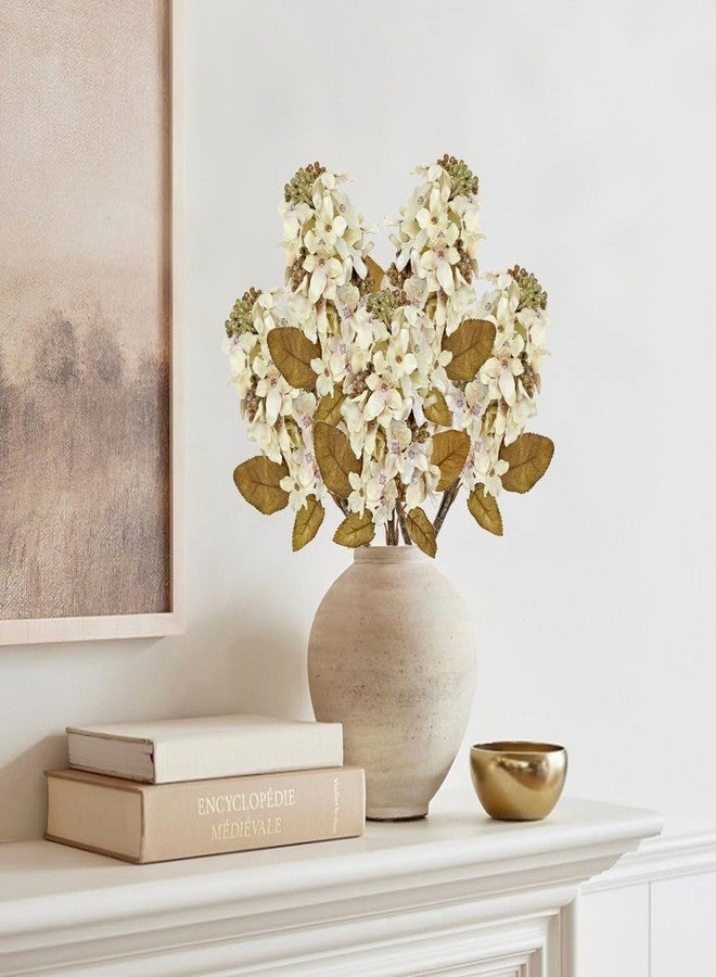 GnFlus Fake Fall Flowers Artificial Silk Dried Hydrangea with Seed Artificial Fall Flowers Dried Florals Bouquet Autumn Decorations for Office and Home (4 PCS) (Cream White) - Image 5