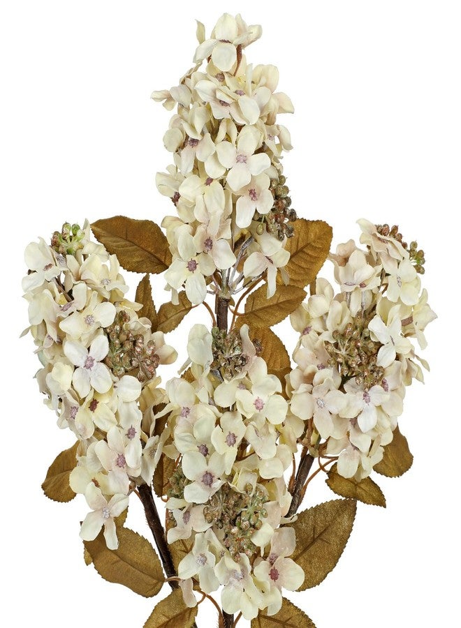 GnFlus Fake Fall Flowers Artificial Silk Dried Hydrangea with Seed Artificial Fall Flowers Dried Florals Bouquet Autumn Decorations for Office and Home (4 PCS) (Cream White) - Image 1