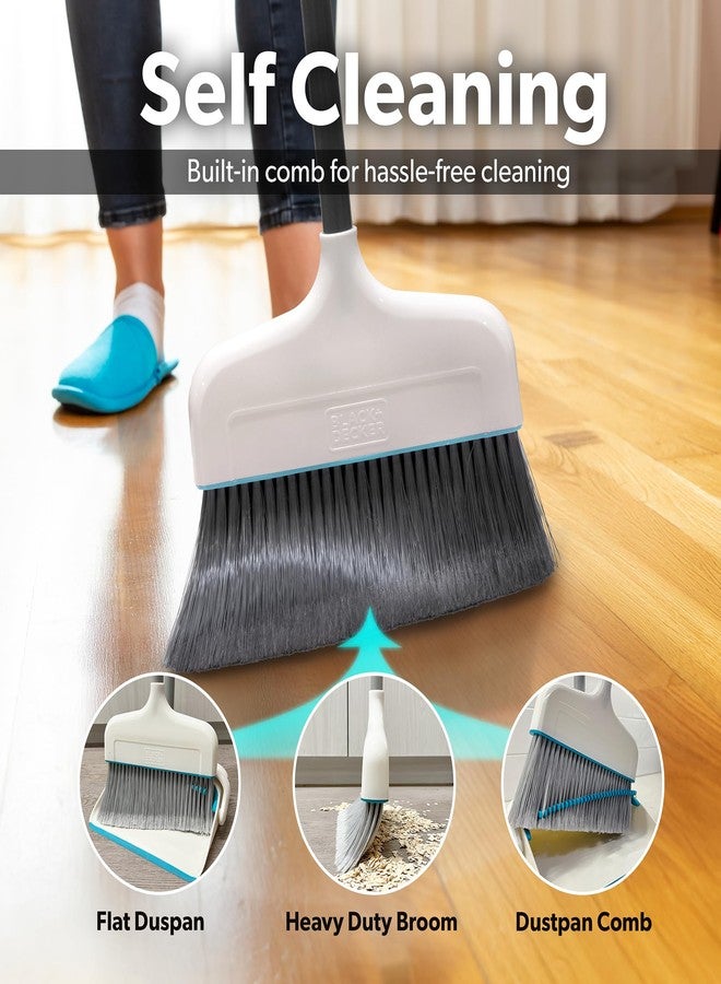 BLACK+DECKER Butler Broom and Dustpan Set for Home, Short Handle, Stand Up and Lightweight Space Saving Dust Pan and Broom Combo for Kitchen, Living Room, Bathroom, Lobby Floor Use - Image 2