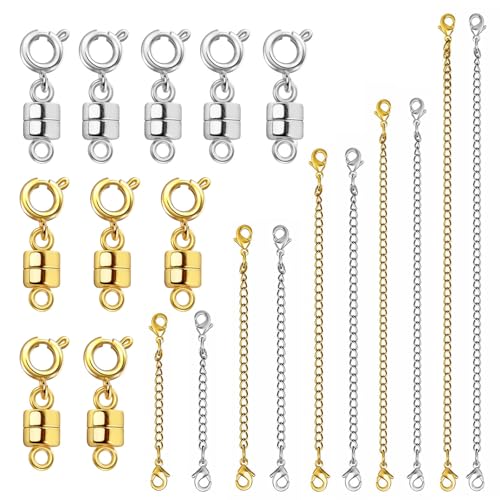 Evnlo Necklace Extender and Magnetic Necklace Clasp,Gold and Silver Chain Extenders for Necklaces Bracelet Jewelry - Image 1