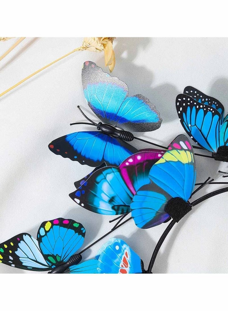 نيبمينينت Butterfly Fascinators Hat, Headband Bohemian Monarch Hair Band Hoops Headpiece for Bridal Wedding Prom Birthday Cosplay Tea Party Costumes Accessories Women Girls (Blue) - Image 4