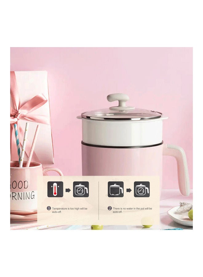 Alyashmac 2.2L Electric Hot Pot 220V Non-Stick Rapid Noodles Cooker with Steamer Lid Pink 24.00 x 18.00 x 22.00cm - Image 5