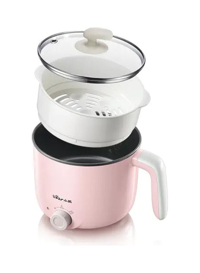 Alyashmac 2.2L Electric Hot Pot 220V Non-Stick Rapid Noodles Cooker with Steamer Lid Pink 24.00 x 18.00 x 22.00cm - Image 1