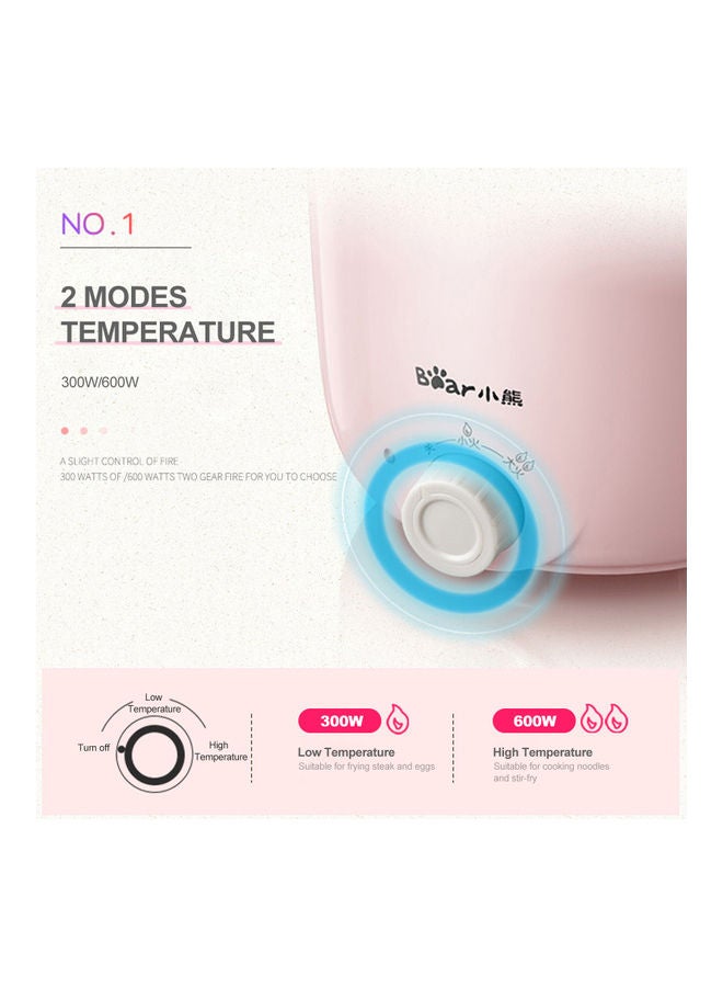 Alyashmac 2.2L Electric Hot Pot 220V Non-Stick Rapid Noodles Cooker with Steamer Lid Pink 24.00 x 18.00 x 22.00cm - Image 3