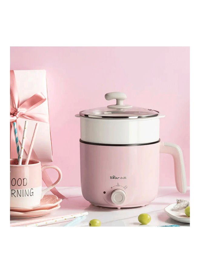 Alyashmac 2.2L Electric Hot Pot 220V Non-Stick Rapid Noodles Cooker with Steamer Lid Pink 24.00 x 18.00 x 22.00cm - Image 2