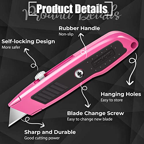 Jetmore 6 Pack Utility Knife, Colorful Retractable Box Cutter with 10 SK5 Blades, Heavy Duty Razor Knife for Cardboard, Boxes, and Cartons - Image 5