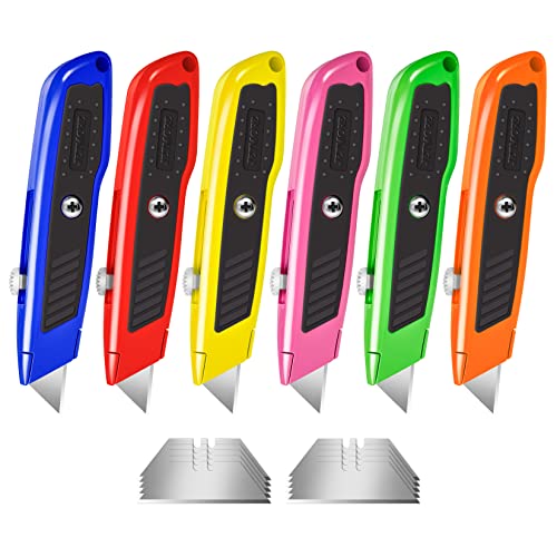Jetmore 6 Pack Utility Knife, Colorful Retractable Box Cutter with 10 SK5 Blades, Heavy Duty Razor Knife for Cardboard, Boxes, and Cartons - Image 1