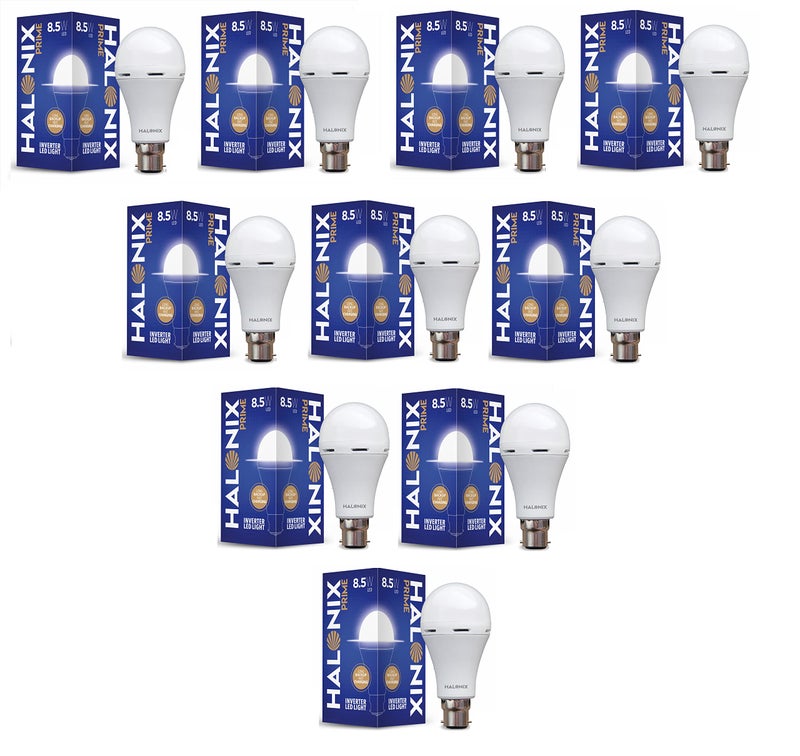 Halonix 8.5W Rechargeable Emergency Inverter LED Bulb | Emergency Light | Upto 4 Hours Battery | B22D | 1 Year - Warranty (Pack of 10, White) - Image 4