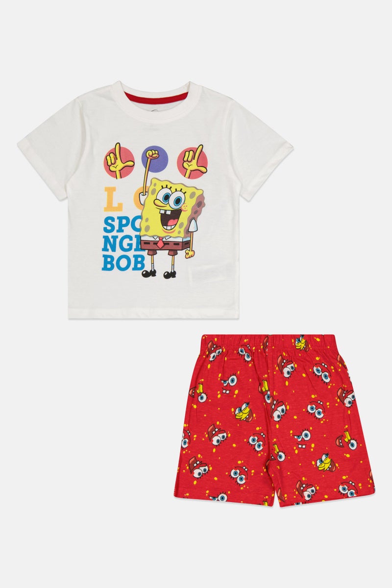 nickelodeon طقم بيجامة للأطفال الأولاد مكون من 2 قطعة تي شيرت بأكمام قصيرة وشورت سبونجبوب، متعدد الألوان - Image 1