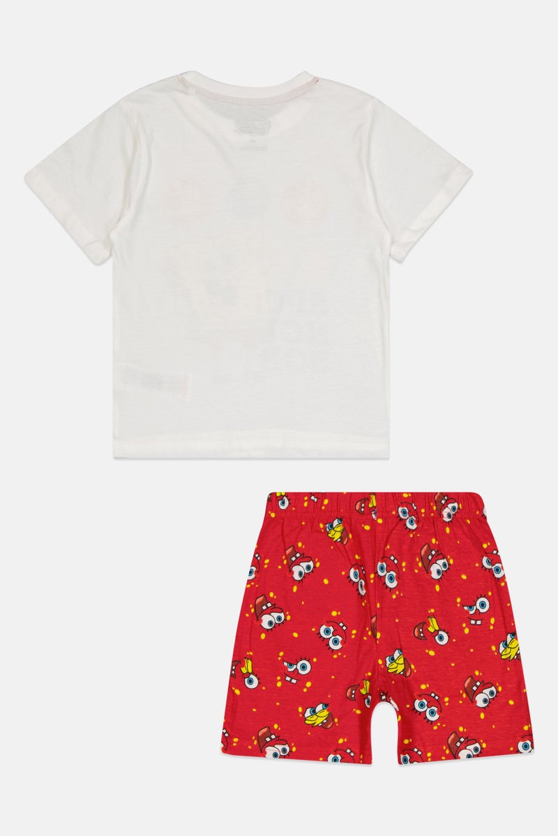 nickelodeon طقم بيجامة للأطفال الأولاد مكون من 2 قطعة تي شيرت بأكمام قصيرة وشورت سبونجبوب، متعدد الألوان - Image 2