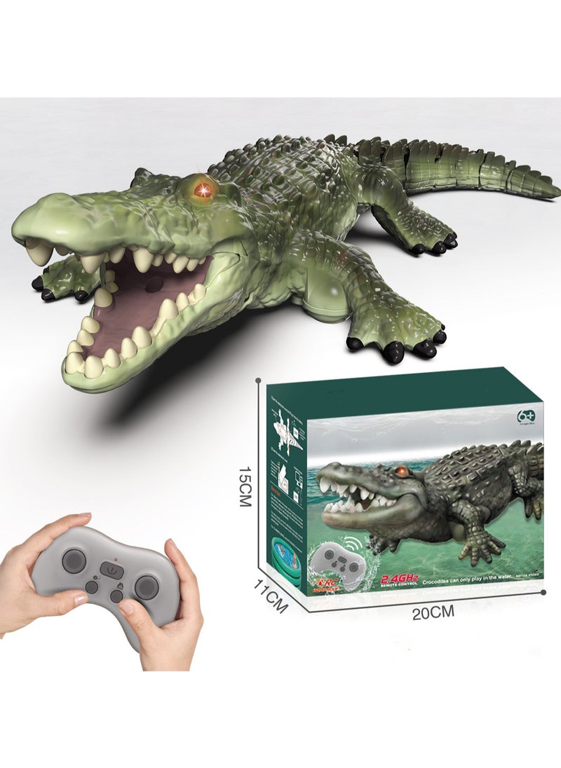 Green Mini Remote Control Crocodile, Simulation Electric Underwater Animal Toy Model Suitable For Swimming Children'S Pool Bathtub  - Image 2