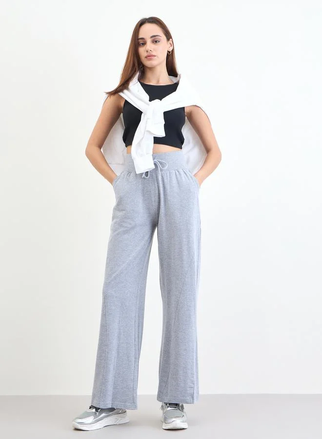 Grey Wide leg Joggers with Drawstring