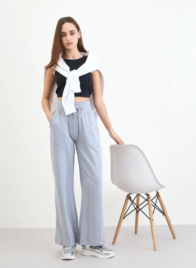 Styli Grey Wide leg Joggers with Drawstring