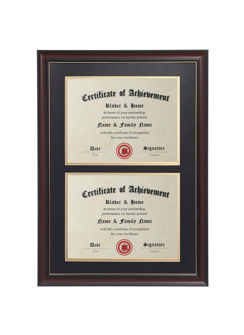ELSKERHOME Double Diploma Frames 14x20 for Two 85x11 Diplomas CertificatesDegrees Documents Cherry Color Golden Rim for Dual DiplomaCertificateDocument Frame for Two 85x11 Inch with Mat