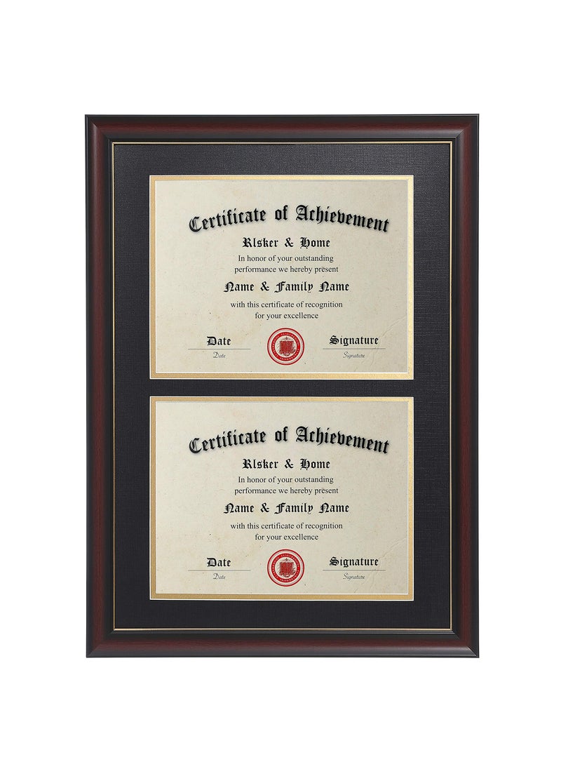 ELSKER&HOME ELSKERHOME Double Diploma Frames 14x20 for Two 85x11 Diplomas CertificatesDegrees Documents Cherry Color Golden Rim for Dual DiplomaCertificateDocument Frame for Two 85x11 Inch with Mat 