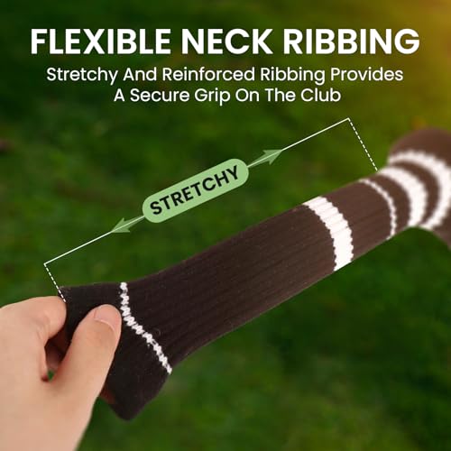 FINGER TEN Golf Club Head Covers Knit for Woods Driver Fairway Hybrid Head Cover Knitted Pom Pom Stripes Pattern for Main Wood Clubs (Black&White-Fairway-1 Pcs) - Image 5