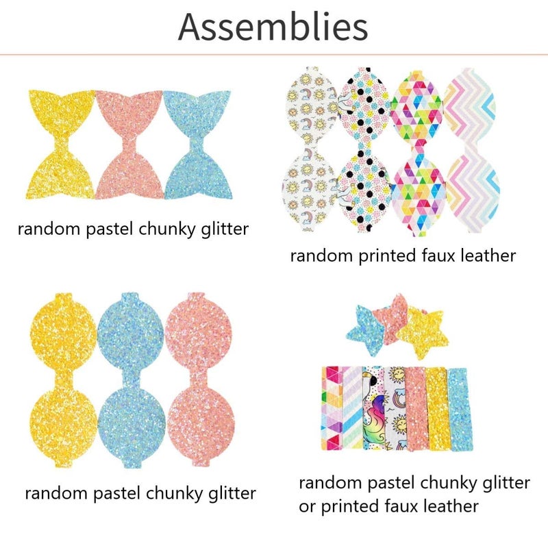 AOUXSEEM Faux Leather Hair Bows DIY Making Kit with Pre Cut Pieces and Hair Clips,Make Fashionable Shiny Hair Clips for Girls Lady Woman(Medium,Rainbow Style,20 Set) - Image 3