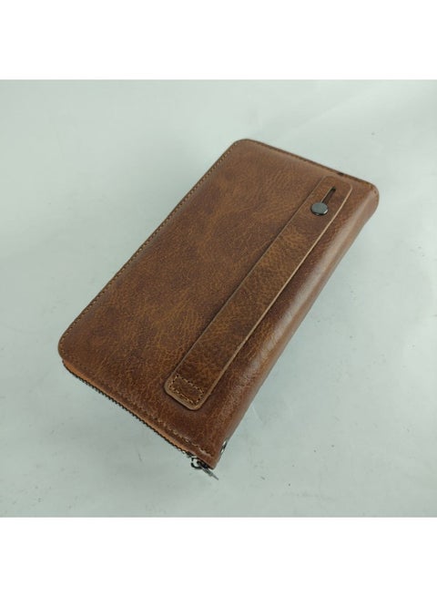 محفظة يد رجالى جلد عالى الجودة بنى اللونتتسع لجميع أغراضك