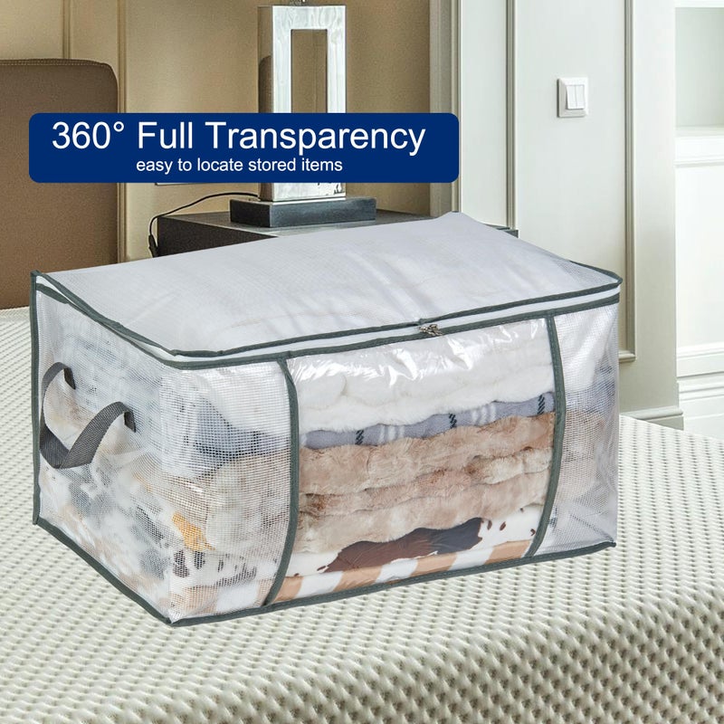 MKOKYD 80L Clear Large Storage Bag, Clothes Storage Containers for Organizing Closet, Bedroom, Underbed, Comforters, Clothing, Blankets, Pillow, Foldable Organizer with Sturdy Handle and Zippers (8) - Image 3