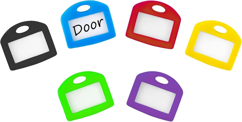 Uniclife 12 Pcs Key Covers Caps 1 Inch Key Covers Protectors with Blank Paper Labels and Clear Windows Soft Key Identifiers for Standard Regular Thin Flat House Keys (Not for Odd-Shaped), 6 Colors - Image 1