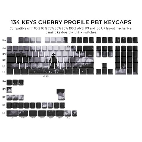 GMKWTL XVX Swordsman Double Shot PBT Keycaps, Side Printed Shine Through Keycap Set, Cherry Profile Dye Sublimation Keyboard Keycaps Suitable for Cherry Gateron MX Switches Mechanical Keyboard - Image 5