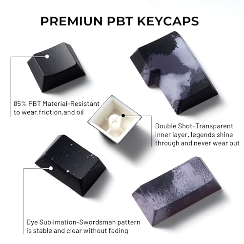 GMKWTL XVX Swordsman Double Shot PBT Keycaps, Side Printed Shine Through Keycap Set, Cherry Profile Dye Sublimation Keyboard Keycaps Suitable for Cherry Gateron MX Switches Mechanical Keyboard - Image 3