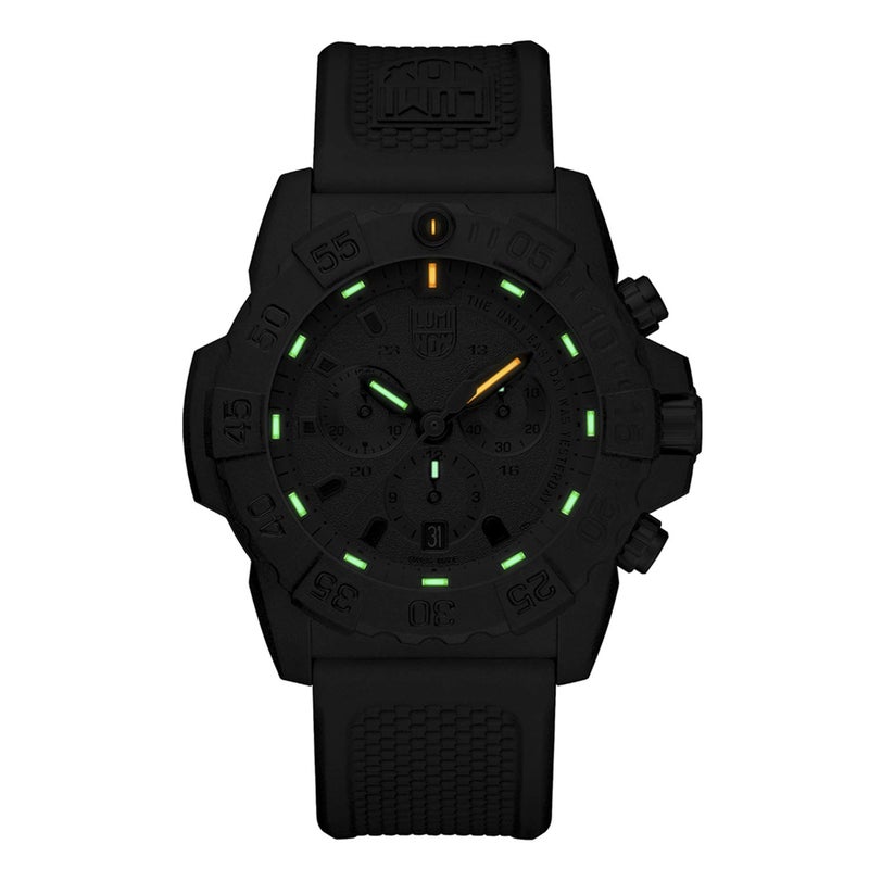 Luminox ساعة لومي نوكس نافى سيل XS.3581.EY للرجال 45 مم - ساعة غوص عسكرية باللون الأسود مع كرونوغراف ووظيفة التاريخ مقاومة للماء حتى 200 م - Image 5
