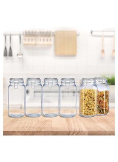 Mash 6 Pieces Clip Jar Big 78oz Glass Food Storage Jars with Airtight Clamp Lids, Air Tight 2300ml Clear Preserving Seal Wide Mouth Containers with Wire Clips Fastening Large Kitchen  - Image 4