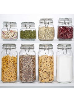 Mash 6 Pieces Clip Jar Big 78oz Glass Food Storage Jars with Airtight Clamp Lids, Air Tight 2300ml Clear Preserving Seal Wide Mouth Containers with Wire Clips Fastening Large Kitchen  - Image 2