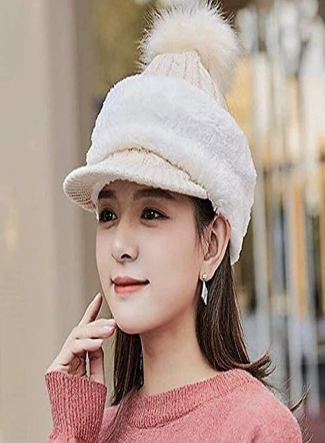 Malvina Girl Winter Cap Monkey Beanie Cap Knit Balaclava Capset | Soft Wool Woolen Fuzzy Plush Skull Cap Windproof Full Face Cover Earflap Hood Nech Warmer Cap Beige - Image 3