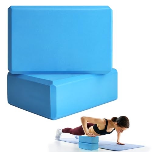 Septo 2 Pcs Yoga Blocks 9x6x3 Foam Blocks Yoga Props for Pilates Stretching and Meditation Exercise Blocks Lightweight Yoga Essentials Blue - Image 1