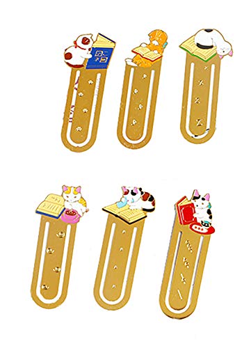 Starte 6Pcs Funny Cute Cat Theme Metal Bookmark for Cat Lovers Book Marker Lovely School Office Supplies for Kids - Image 1