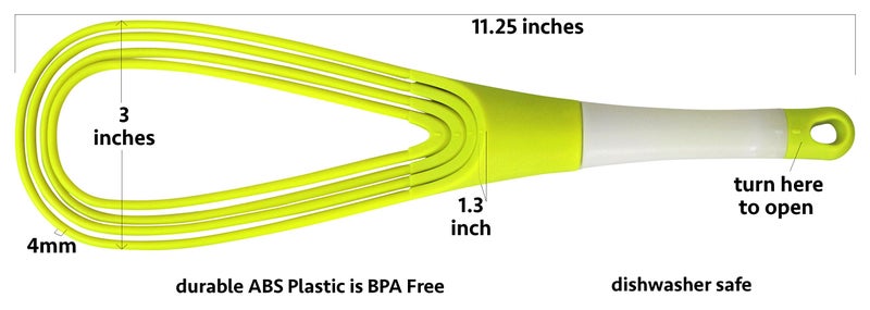 Iconikal 12-Inch Collapsible 2-In-1 Balloon/Flat Whisk, Green - Image 3