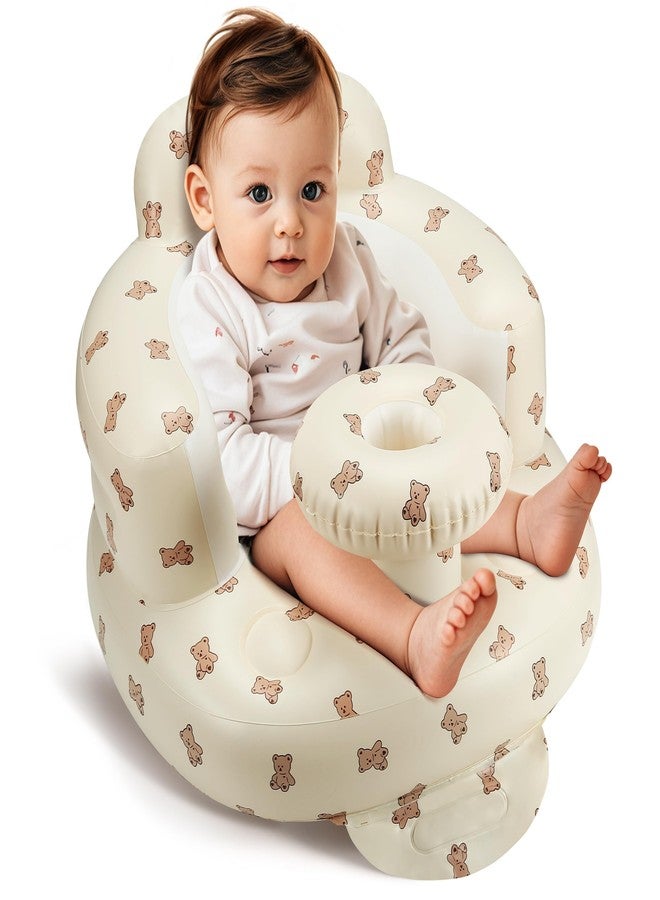 Jikasho Inflatable Baby Seat for 3-36 Months, Back Support, Built-in Air Pump, Learning to Sit, Blow Up Floor Seat with Tray - Image 1