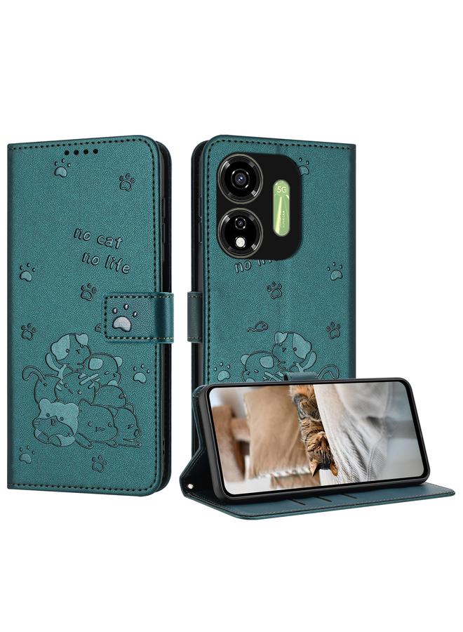 اس-توب جراب لهاتف itel P55 5G / P661N جراب جلدي منقوش عليه صورة قطة صغيرة مع حبل تعليق - Image 1