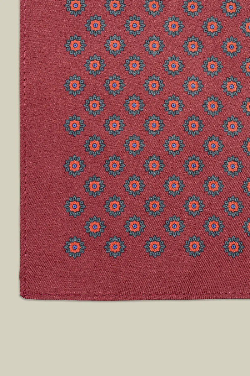 Doppelganger Men's pocket square with geometric pattern - Bordeaux