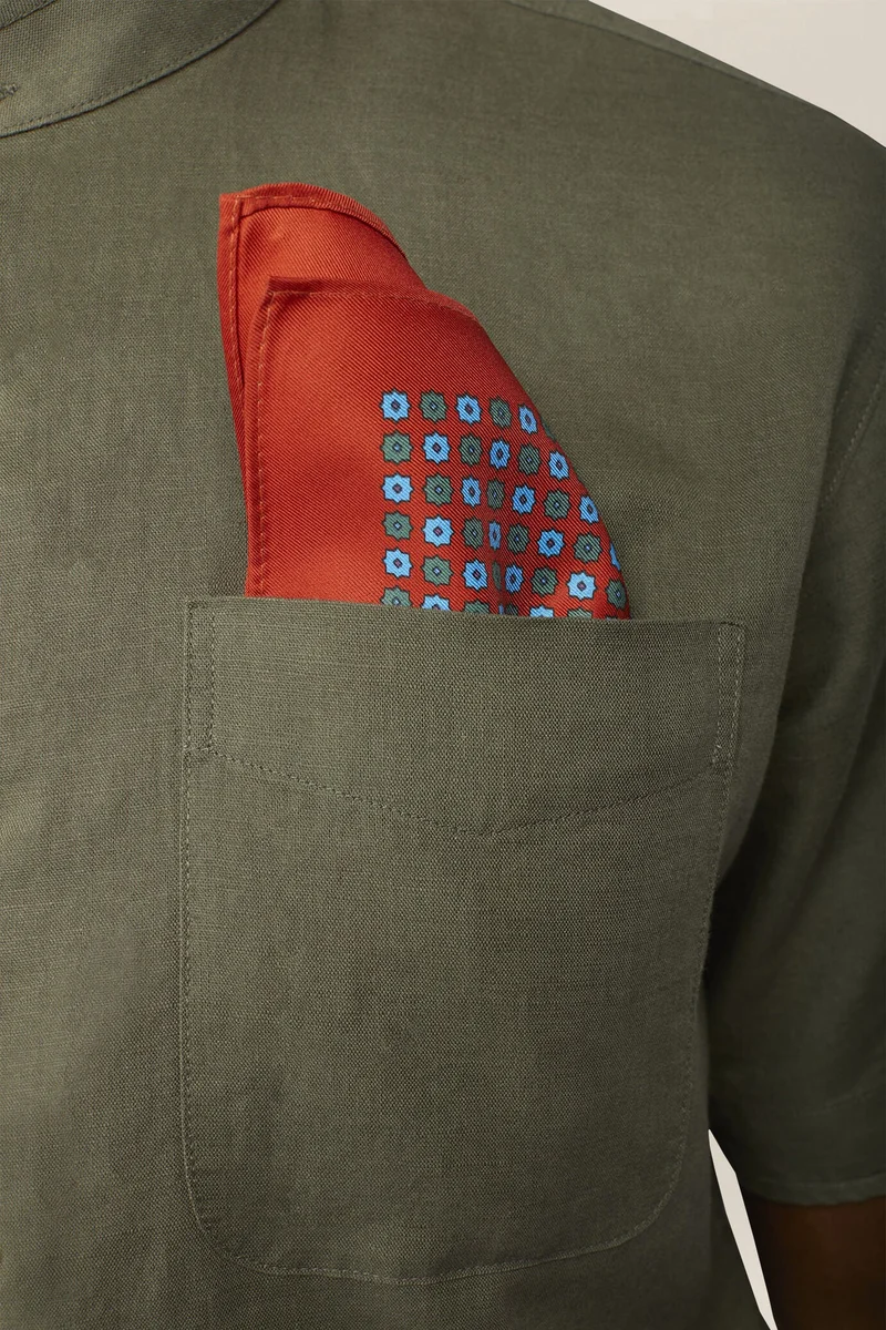 Doppelganger Men's pocket square with geometric pattern - Bordeaux