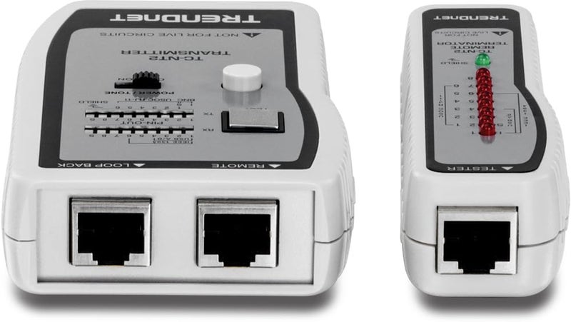تريندنت جهاز اختبار كابلات الشبكات من ، يقوم باختبار كابلات Ethernet/USB وBNC، ويفحص بدقة تكوينات الأطراف (البينات) حتى مسافة 300 متر (984 قدم)، طراز TC-NT2، لون أسود - Image 2