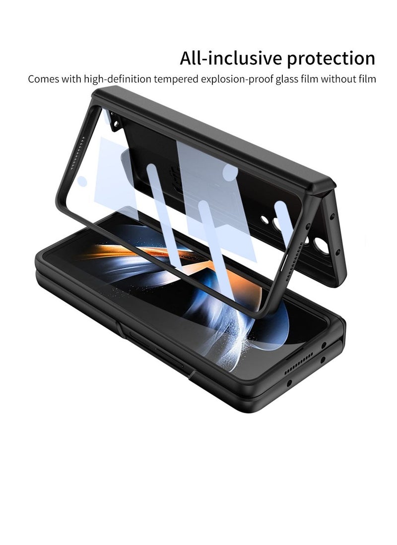 جي كي كي مناسبة لحافظة هاتف Samsung Fold4 ذات الشاشة القابلة للطي الكاملة ومادة الجذب المغناطيسي وحامل اللون الصلب والغطاء الواقي المضاد للسقوط.  - Image 2
