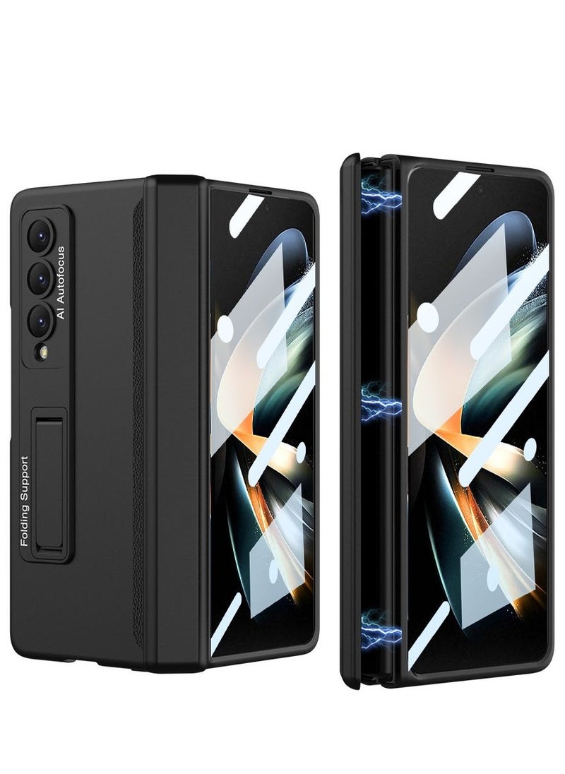 جي كي كي مناسبة لحافظة هاتف Samsung Fold4 ذات الشاشة القابلة للطي الكاملة ومادة الجذب المغناطيسي وحامل اللون الصلب والغطاء الواقي المضاد للسقوط.  - Image 1