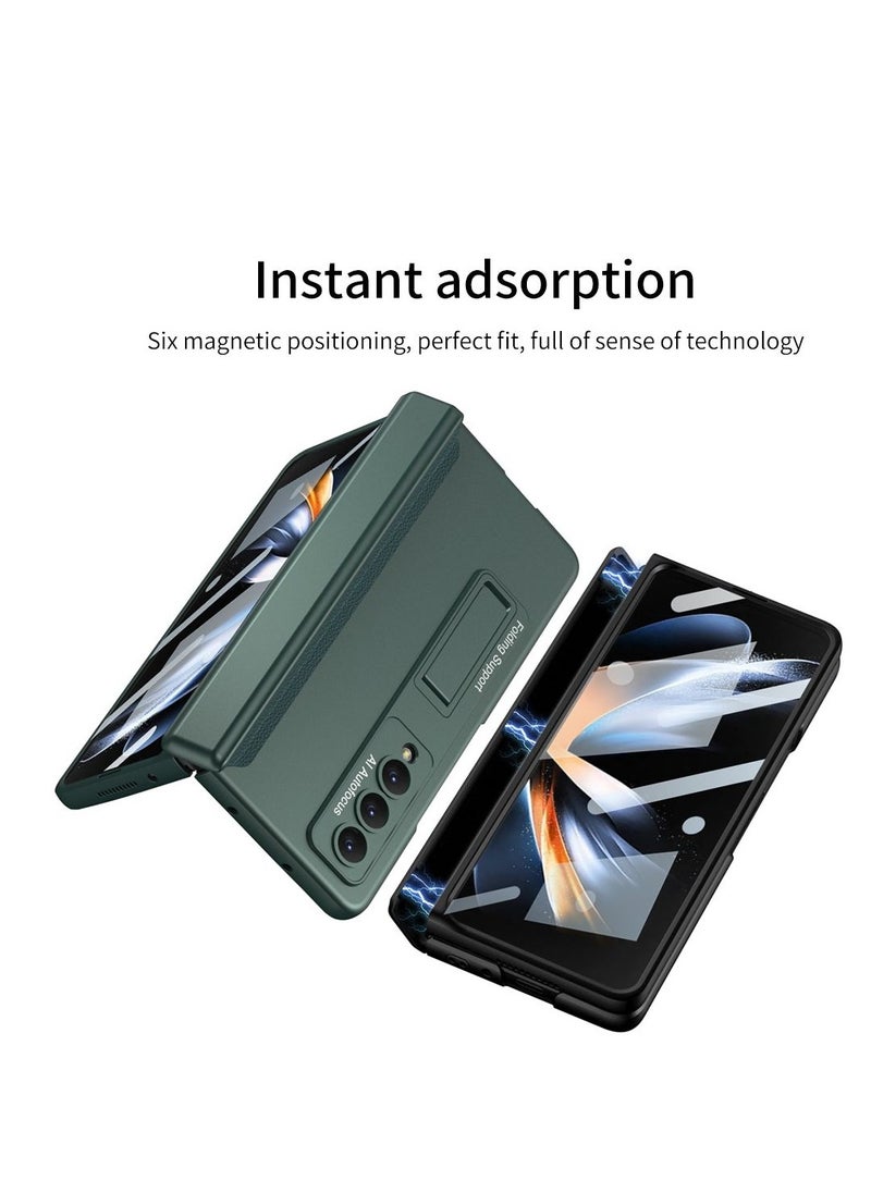 جي كي كي مناسبة لحافظة هاتف Samsung Fold4 ذات الشاشة القابلة للطي الكاملة ومادة الجذب المغناطيسي وحامل اللون الصلب والغطاء الواقي المضاد للسقوط.  - Image 5